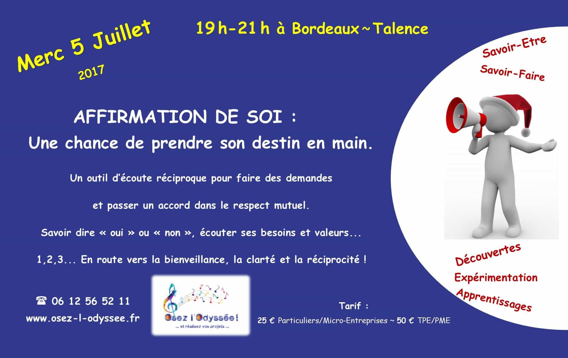 Atelier Coaching à Bordeaux 2017 Affirmation de soi par Clio Franguiadakis