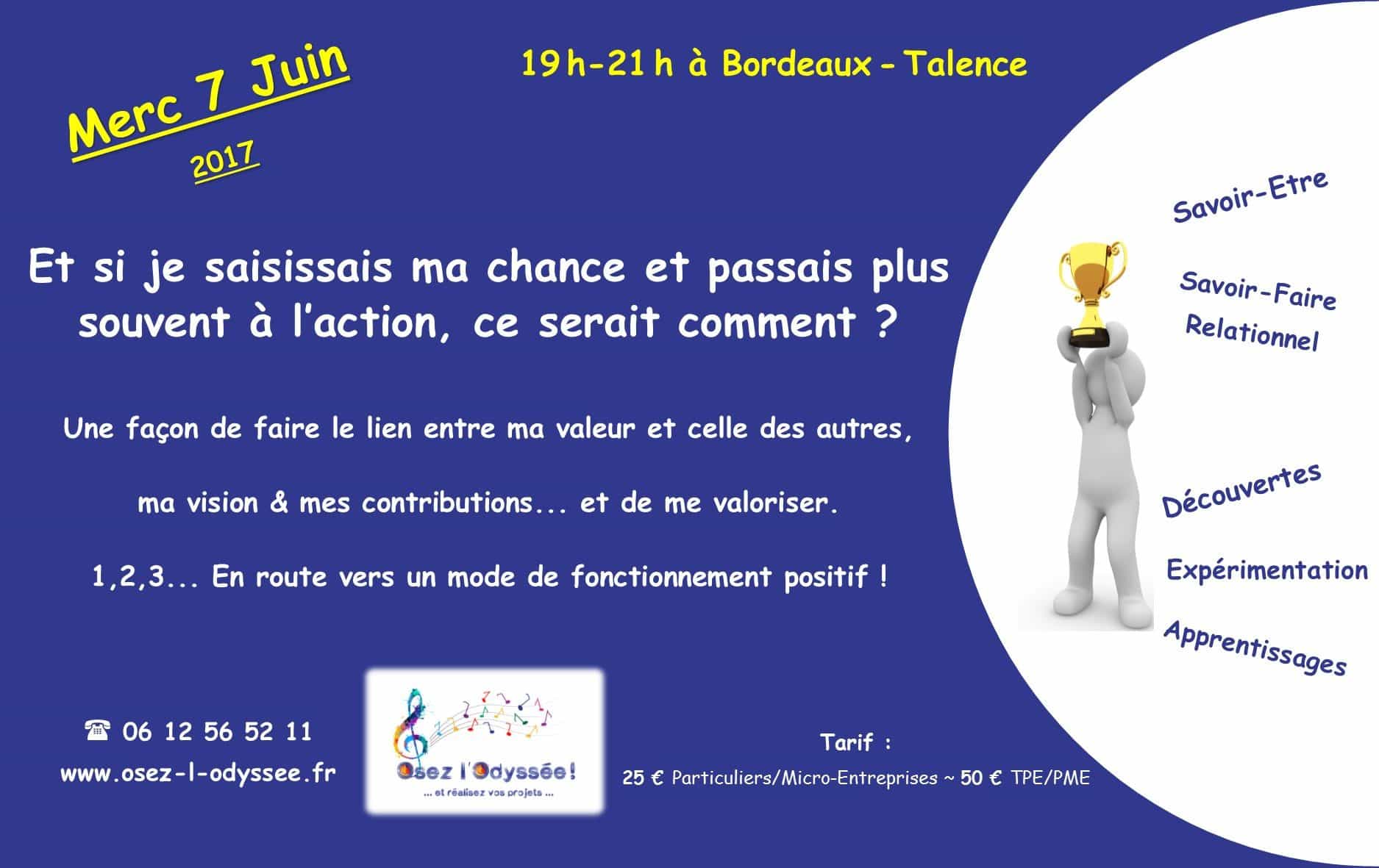 Atelier Coaching à Bordeaux 2017 Chance et Valeur par Clio Franguiadakis