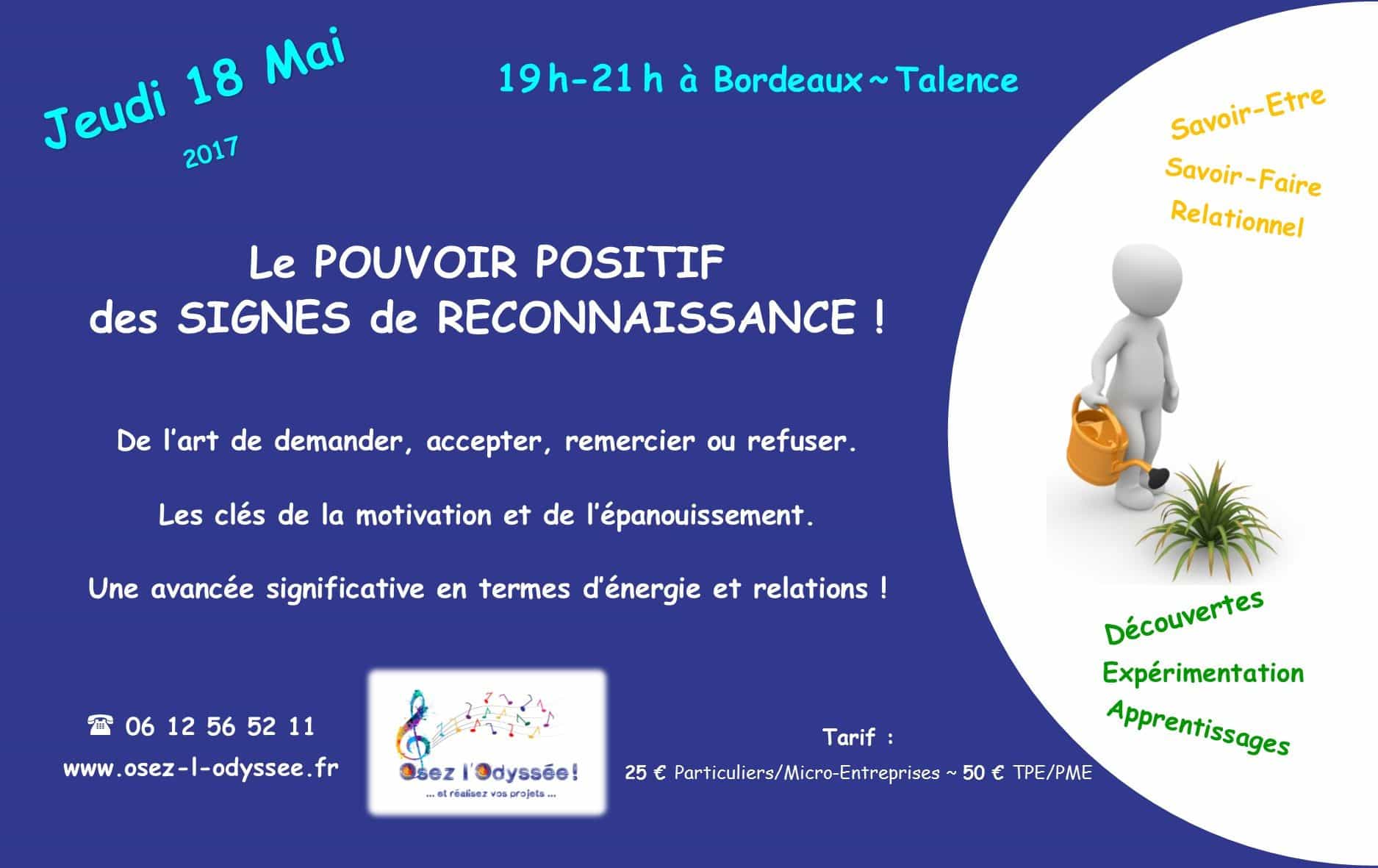 Atelier Coaching à Bordeaux 2017 Signes de reconnaissance par Clio Franguiadakis