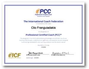 Clio Franguiadakis certification coach PCC 2020 par International Coaching Federation
